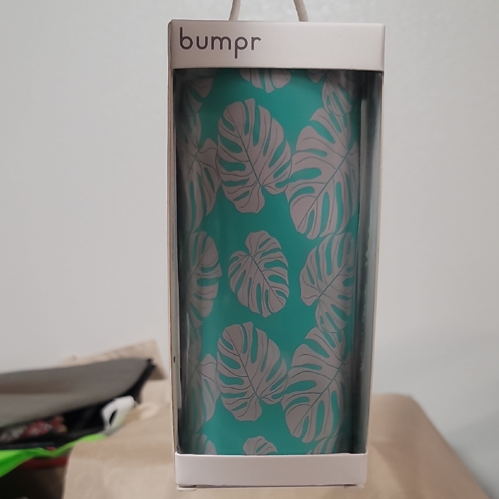 Bumpr Teal Leaf Print Tumbler
